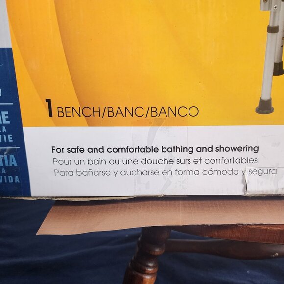 Guardian Aluminum Frame Height Adj Bath Bench w/Back and Arms Holds up to 350lbs - Picture 7 of 16